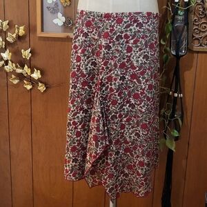 Judith Hart Asymmetrical Floral Skirt in Red and Cream